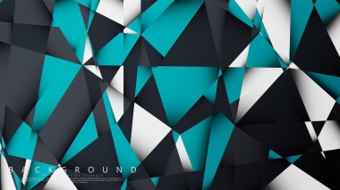 Vektör Arka Plan Üçgen Mozaik mavi, gri ve beyaz bir arada. Degradeler ve saydamlık ile geometrik illüstrasyon tarzı.