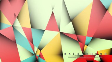 Pastel mavi, kırmızı ve sarı nın birleşimi ile Mozaik Üçgen vektör arka plan. Degradeler ve saydamlık ile geometrik illüstrasyon tarzı.