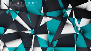 Vektör Arka Plan Üçgen Mozaik mavi, gri ve beyaz bir arada. Degradeler ve saydamlık ile geometrik illüstrasyon tarzı.