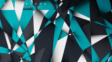 Vektör Arka Plan Üçgen Mozaik mavi, gri ve beyaz bir arada. Degradeler ve saydamlık ile geometrik illüstrasyon tarzı.