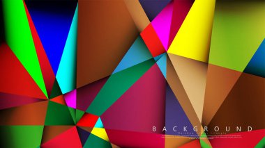 Açık Çok Renkli Gökkuşağı vektör arka plan mozaik üçgen. Degradeler ve saydamlık ile geometrik illüstrasyon tarzı. Üçgen desen tasarımı