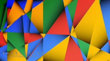 Kırmızı sarı ve yeşil kombinasyonu ile bir Üçgen Arka Plan Vektör. Degradeler ve saydamlık ile geometrik illüstrasyon tarzı.