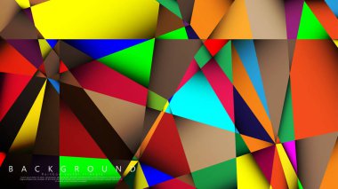 Açık Çok Renkli Gökkuşağı vektör arka plan mozaik üçgen. Degradeler ve saydamlık ile geometrik illüstrasyon tarzı. Üçgen desen tasarımı