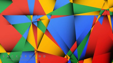 Kırmızı sarı ve yeşil kombinasyonu ile bir Üçgen Arka Plan Vektör. Degradeler ve saydamlık ile geometrik illüstrasyon tarzı.