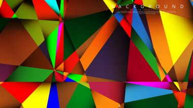 Açık Çok Renkli Gökkuşağı vektör arka plan mozaik üçgen. Degradeler ve saydamlık ile geometrik illüstrasyon tarzı. Üçgen desen tasarımı