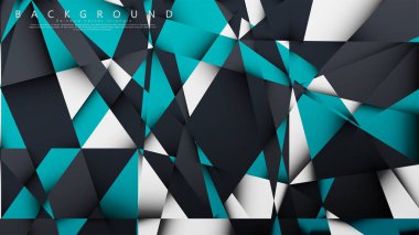 Vektör Arka Plan Üçgen Mozaik mavi, gri ve beyaz bir arada. Degradeler ve saydamlık ile geometrik illüstrasyon tarzı.