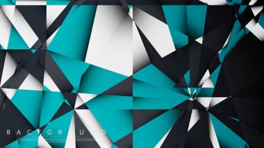 Vektör Arka Plan Üçgen Mozaik mavi, gri ve beyaz bir arada. Degradeler ve saydamlık ile geometrik illüstrasyon tarzı.