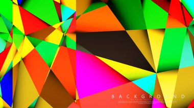 Açık Çok Renkli Gökkuşağı vektör arka plan mozaik üçgen. Degradeler ve saydamlık ile geometrik illüstrasyon tarzı. Üçgen desen tasarımı