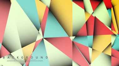 Pastel mavi, kırmızı ve sarı nın birleşimi ile Mozaik Üçgen vektör arka plan. Degradeler ve saydamlık ile geometrik illüstrasyon tarzı.