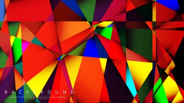 Açık Çok Renkli Gökkuşağı vektör arka plan mozaik üçgen. Degradeler ve saydamlık ile geometrik illüstrasyon tarzı. Üçgen desen tasarımı