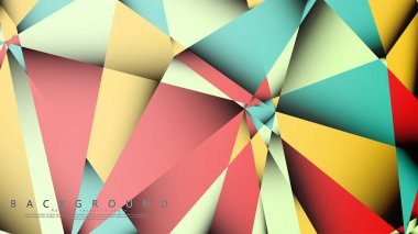 Pastel mavi, kırmızı ve sarı nın birleşimi ile Mozaik Üçgen vektör arka plan. Degradeler ve saydamlık ile geometrik illüstrasyon tarzı.
