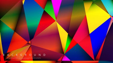 Açık Çok Renkli Gökkuşağı vektör arka plan mozaik üçgen. Degradeler ve saydamlık ile geometrik illüstrasyon tarzı. Üçgen desen tasarımı