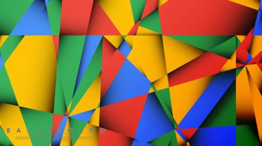 Kırmızı sarı ve yeşil kombinasyonu ile bir Üçgen Arka Plan Vektör. Degradeler ve saydamlık ile geometrik illüstrasyon tarzı.