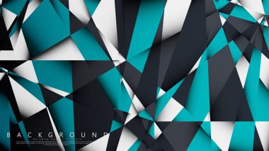 Vektör Arka Plan Üçgen Mozaik mavi, gri ve beyaz bir arada. Degradeler ve saydamlık ile geometrik illüstrasyon tarzı.