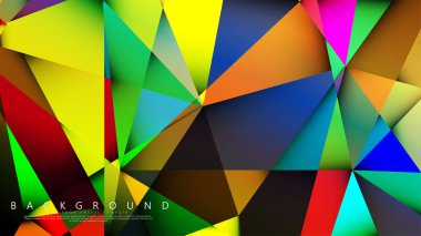 Açık Çok Renkli Gökkuşağı vektör arka plan mozaik üçgen. Degradeler ve saydamlık ile geometrik illüstrasyon tarzı. Üçgen desen tasarımı