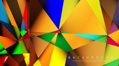 Açık Çok Renkli Gökkuşağı vektör arka plan mozaik üçgen. Degradeler ve saydamlık ile geometrik illüstrasyon tarzı. Üçgen desen tasarımı