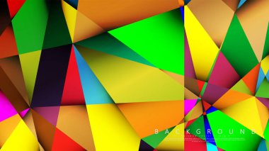 Açık Çok Renkli Gökkuşağı vektör arka plan mozaik üçgen. Degradeler ve saydamlık ile geometrik illüstrasyon tarzı. Üçgen desen tasarımı