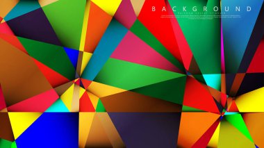 Açık Çok Renkli Gökkuşağı vektör arka plan mozaik üçgen. Degradeler ve saydamlık ile geometrik illüstrasyon tarzı. Üçgen desen tasarımı