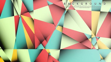 Pastel mavi, kırmızı ve sarı nın birleşimi ile Mozaik Üçgen vektör arka plan. Degradeler ve saydamlık ile geometrik illüstrasyon tarzı.