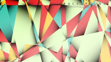 Pastel mavi, kırmızı ve sarı nın birleşimi ile Mozaik Üçgen vektör arka plan. Degradeler ve saydamlık ile geometrik illüstrasyon tarzı.