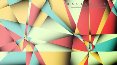 Pastel mavi, kırmızı ve sarı nın birleşimi ile Mozaik Üçgen vektör arka plan. Degradeler ve saydamlık ile geometrik illüstrasyon tarzı.