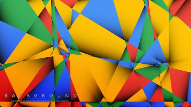 Kırmızı sarı ve yeşil kombinasyonu ile bir Üçgen Arka Plan Vektör. Degradeler ve saydamlık ile geometrik illüstrasyon tarzı.