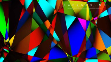 Açık Çok Renkli Gökkuşağı vektör arka plan mozaik üçgen. Degradeler ve saydamlık ile geometrik illüstrasyon tarzı. Üçgen desen tasarımı