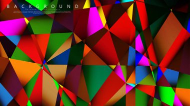 Açık Çok Renkli Gökkuşağı vektör arka plan mozaik üçgen. Degradeler ve saydamlık ile geometrik illüstrasyon tarzı. Üçgen desen tasarımı