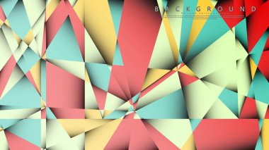 Pastel mavi, kırmızı ve sarı nın birleşimi ile Mozaik Üçgen vektör arka plan. Degradeler ve saydamlık ile geometrik illüstrasyon tarzı.