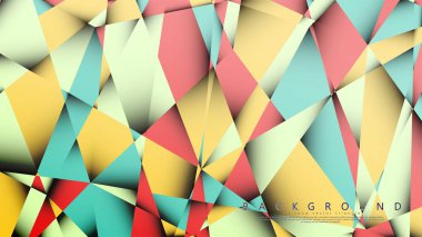 Pastel mavi, kırmızı ve sarı nın birleşimi ile Mozaik Üçgen vektör arka plan. Degradeler ve saydamlık ile geometrik illüstrasyon tarzı.