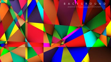 Açık Çok Renkli Gökkuşağı vektör arka plan mozaik üçgen. Degradeler ve saydamlık ile geometrik illüstrasyon tarzı. Üçgen desen tasarımı