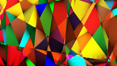 Açık Çok Renkli Gökkuşağı vektör arka plan mozaik üçgen. Degradeler ve saydamlık ile geometrik illüstrasyon tarzı. Üçgen desen tasarımı