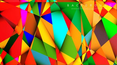 Açık Çok Renkli Gökkuşağı vektör arka plan mozaik üçgen. Degradeler ve saydamlık ile geometrik illüstrasyon tarzı. Üçgen desen tasarımı