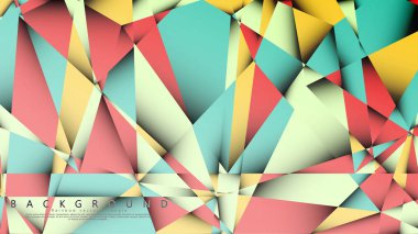Pastel mavi, kırmızı ve sarı nın birleşimi ile Mozaik Üçgen vektör arka plan. Degradeler ve saydamlık ile geometrik illüstrasyon tarzı.
