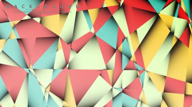 Pastel mavi, kırmızı ve sarı nın birleşimi ile Mozaik Üçgen vektör arka plan. Degradeler ve saydamlık ile geometrik illüstrasyon tarzı.