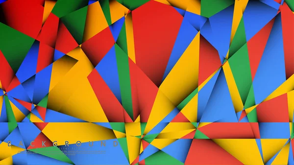 赤い黄色と緑の組み合わせを持つ三角形の背景ベクトル。グラデーションと透明度を持つ幾何学的なイラストスタイル. — ストックベクタ