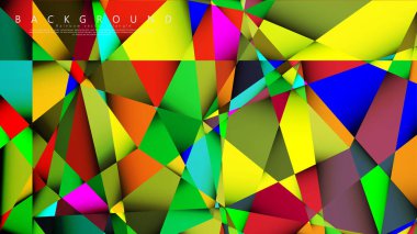 Açık Çok Renkli Gökkuşağı vektör arka plan mozaik üçgen. Degradeler ve saydamlık ile geometrik illüstrasyon tarzı. Üçgen desen tasarımı