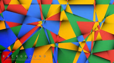 Kırmızı sarı ve yeşil kombinasyonu ile bir Üçgen Arka Plan Vektör. Degradeler ve saydamlık ile geometrik illüstrasyon tarzı.