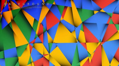 Kırmızı sarı ve yeşil kombinasyonu ile bir Üçgen Arka Plan Vektör. Degradeler ve saydamlık ile geometrik illüstrasyon tarzı.