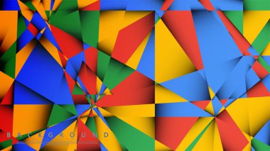 Kırmızı sarı ve yeşil kombinasyonu ile bir Üçgen Arka Plan Vektör. Degradeler ve saydamlık ile geometrik illüstrasyon tarzı.