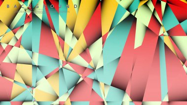 Pastel mavi, kırmızı ve sarı nın birleşimi ile Mozaik Üçgen vektör arka plan. Degradeler ve saydamlık ile geometrik illüstrasyon tarzı.