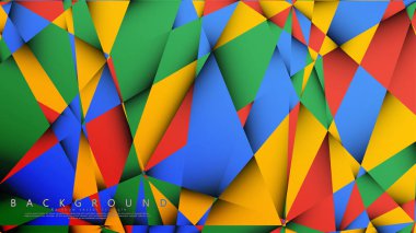 Kırmızı sarı ve yeşil kombinasyonu ile bir Üçgen Arka Plan Vektör. Degradeler ve saydamlık ile geometrik illüstrasyon tarzı.