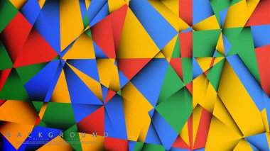 Kırmızı sarı ve yeşil kombinasyonu ile bir Üçgen Arka Plan Vektör. Degradeler ve saydamlık ile geometrik illüstrasyon tarzı.