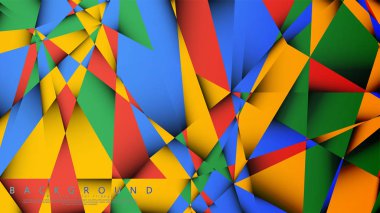 Kırmızı sarı ve yeşil kombinasyonu ile bir Üçgen Arka Plan Vektör. Degradeler ve saydamlık ile geometrik illüstrasyon tarzı.