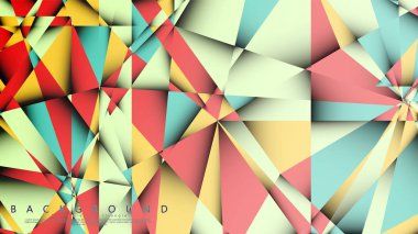 Pastel mavi, kırmızı ve sarı nın birleşimi ile Mozaik Üçgen vektör arka plan. Degradeler ve saydamlık ile geometrik illüstrasyon tarzı.