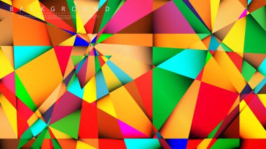 Açık Çok Renkli Gökkuşağı vektör arka plan mozaik üçgen. Degradeler ve saydamlık ile geometrik illüstrasyon tarzı. Üçgen desen tasarımı