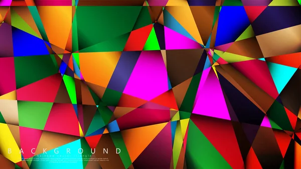 Φωτεινό πολύχρωμο ουράνιο τόξο διανυσματικό φόντο μωσαϊκό τρίγωνο. Γεωμετρικό στυλ εικονογράφησης με διαβαθμίσεις και διαφάνεια. Σχέδιο τριγώνου — Διανυσματικό Αρχείο