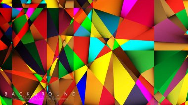 Açık Çok Renkli Gökkuşağı vektör arka plan mozaik üçgen. Degradeler ve saydamlık ile geometrik illüstrasyon tarzı. Üçgen desen tasarımı