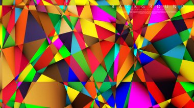 Açık Çok Renkli Gökkuşağı vektör arka plan mozaik üçgen. Degradeler ve saydamlık ile geometrik illüstrasyon tarzı. Üçgen desen tasarımı