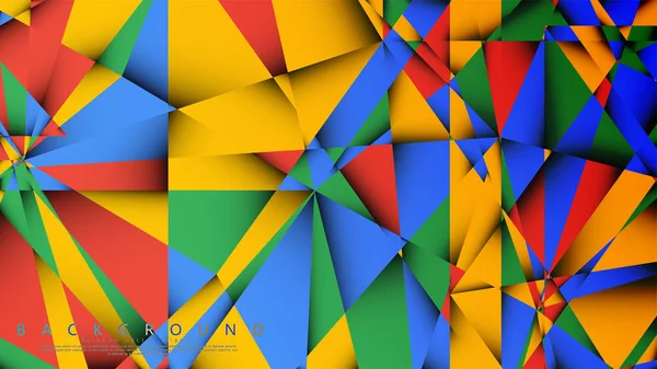 Vector de fondo de un triángulo con una combinación de rojo amarillo y verde. Estilo de ilustración geométrica con gradientes y transparencia . — Vector de stock